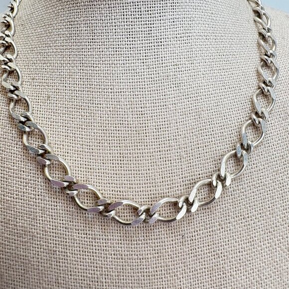VTG Solid Sterling Silver 925 Figaro Link Chain Necklace Size 18" Length - Picture 8 of 13